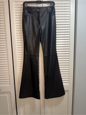 Mango Black Faux Leather Flared Jeans